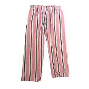 dELiA*s Pink White Navy Striped Pajama Pants Size Medium Lounge Wide Leg Y2K